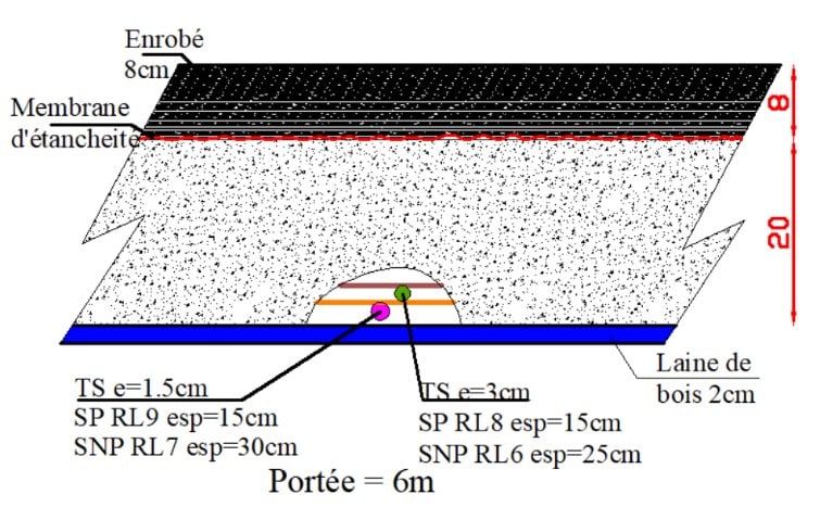 Coupe de synthèse de la dalle établie à partir des relevés